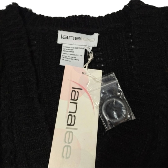 Lana Lee Womens Size S/p Black knit V-Neck Sweater Cardigan Button Soft Cozy NWT - Picture 10 of 11